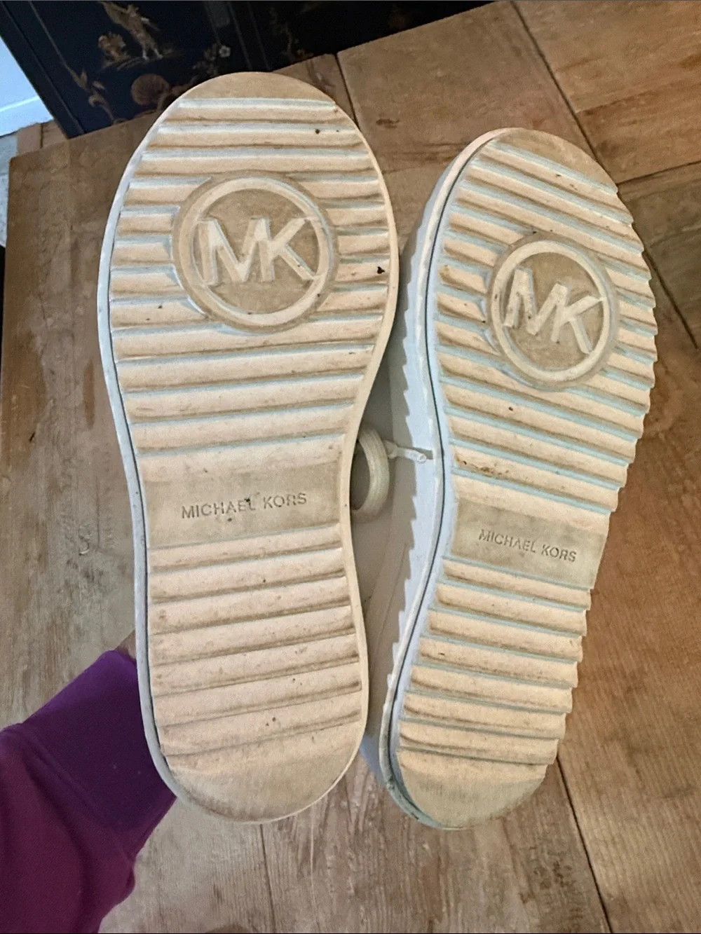 Michael Kors White Platform Sneakers with Pale Yellow Heel